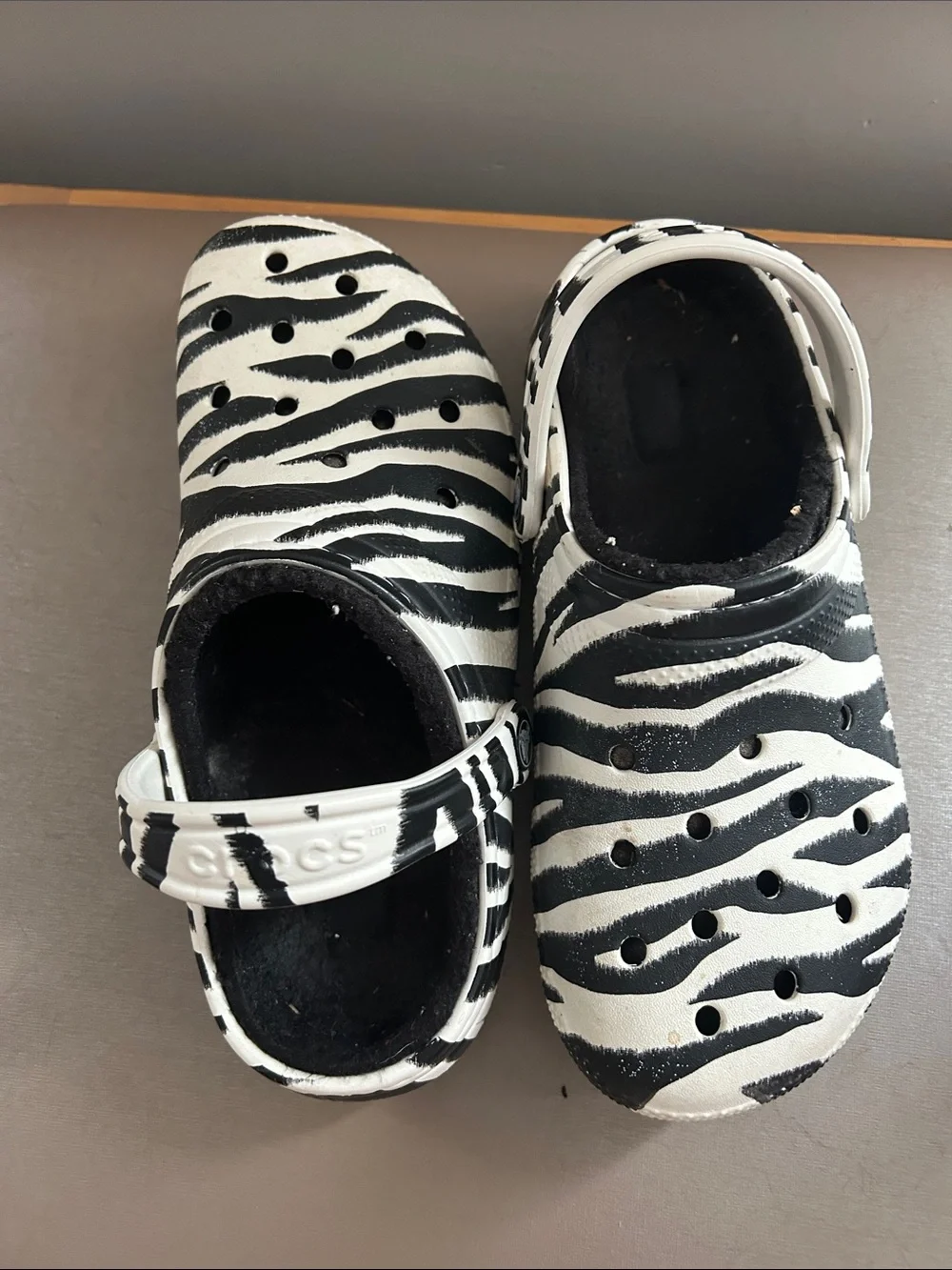 CROCS Zebra-Pattern Clogs in Black & White